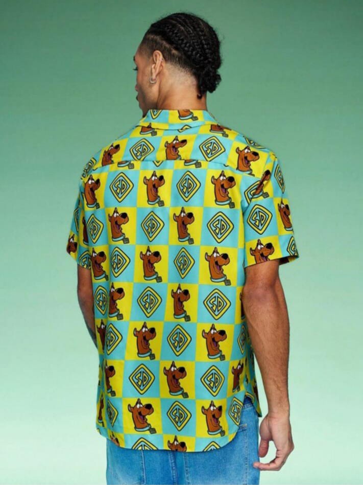 Uptown Funky  Mens Cartoon Print Casual Plaid Short Sleeve Shirts